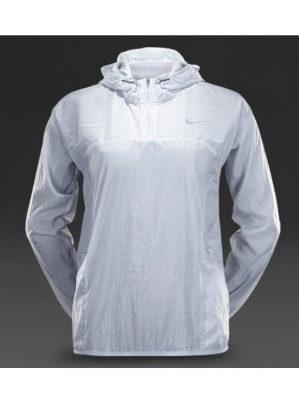 NIKE Transparent Running Jacket 1/4 zip w/hood  Women's Small packable Gorpcore